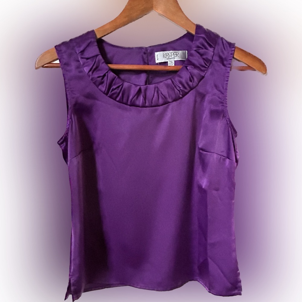 Kasper Petite Small Purple sleeveless Blouse
